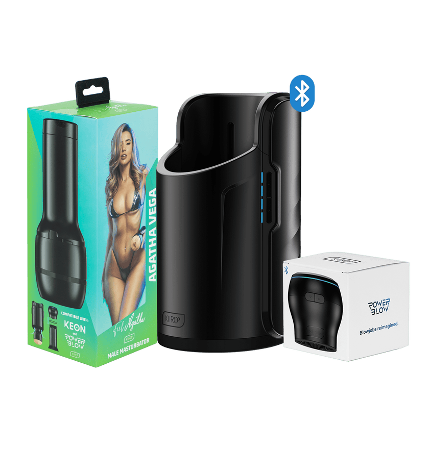KIIROO-the FeelAgatha stroker package, Keon automatic masturbator, and Powerblow suction device controller