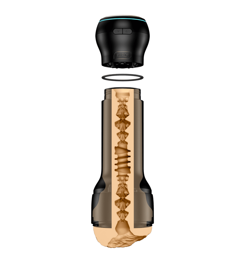 KIIROO-Cross-sectional view of the FeelRachel stroker assembled with the Powerblow suction device