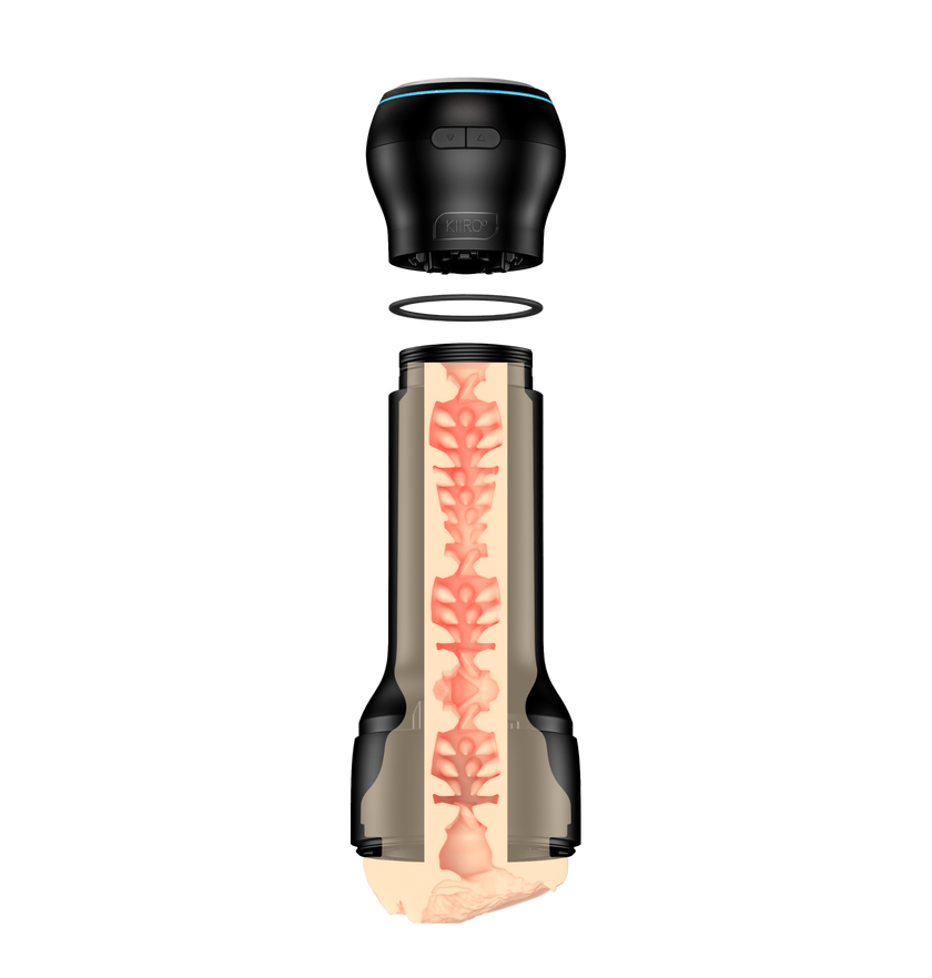 KIIROO-Cross-sectional view of the FeelTanya stroker assembled with the Powerblow suction device