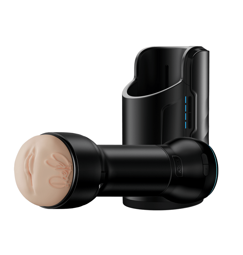 KIIROO-FeelRae stroker assembled with powerblow suction device, and keon automatic masturbator.