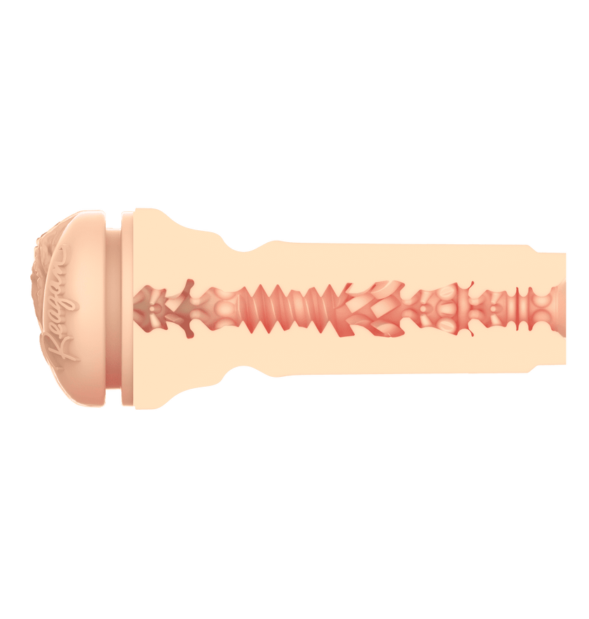 KIIROO-Cross-sectional view of the Feelreagan stroker's textured inner tunnel