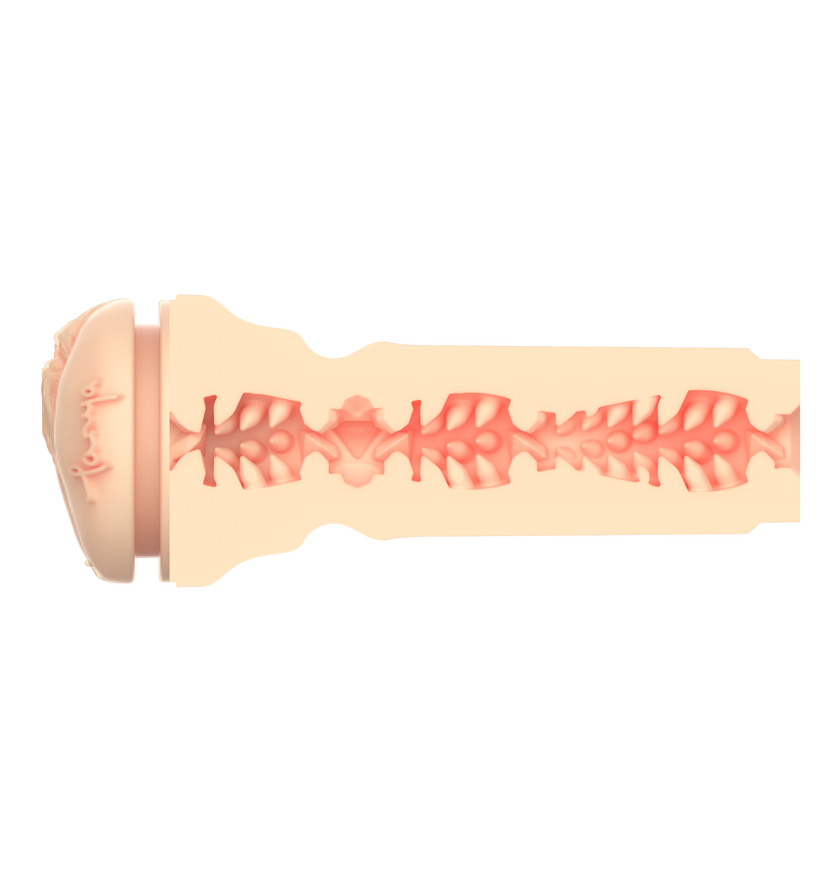 KIIROO-Cross-sectional view of the FeelTanya stroker's textured inner tunnel