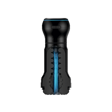 KIIROO-Cross-sectional view of the Feelpocketblack stroker's inner tunnel, and Powerblow suction device