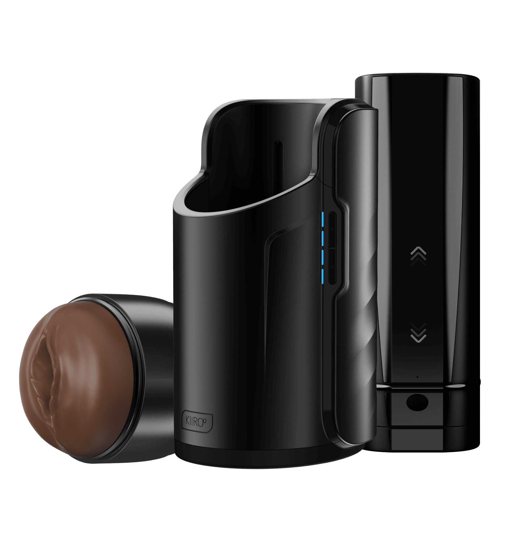 Feel Stroker dark brown, Keon automatic masturbator, and Onyx plus interactive masturbator