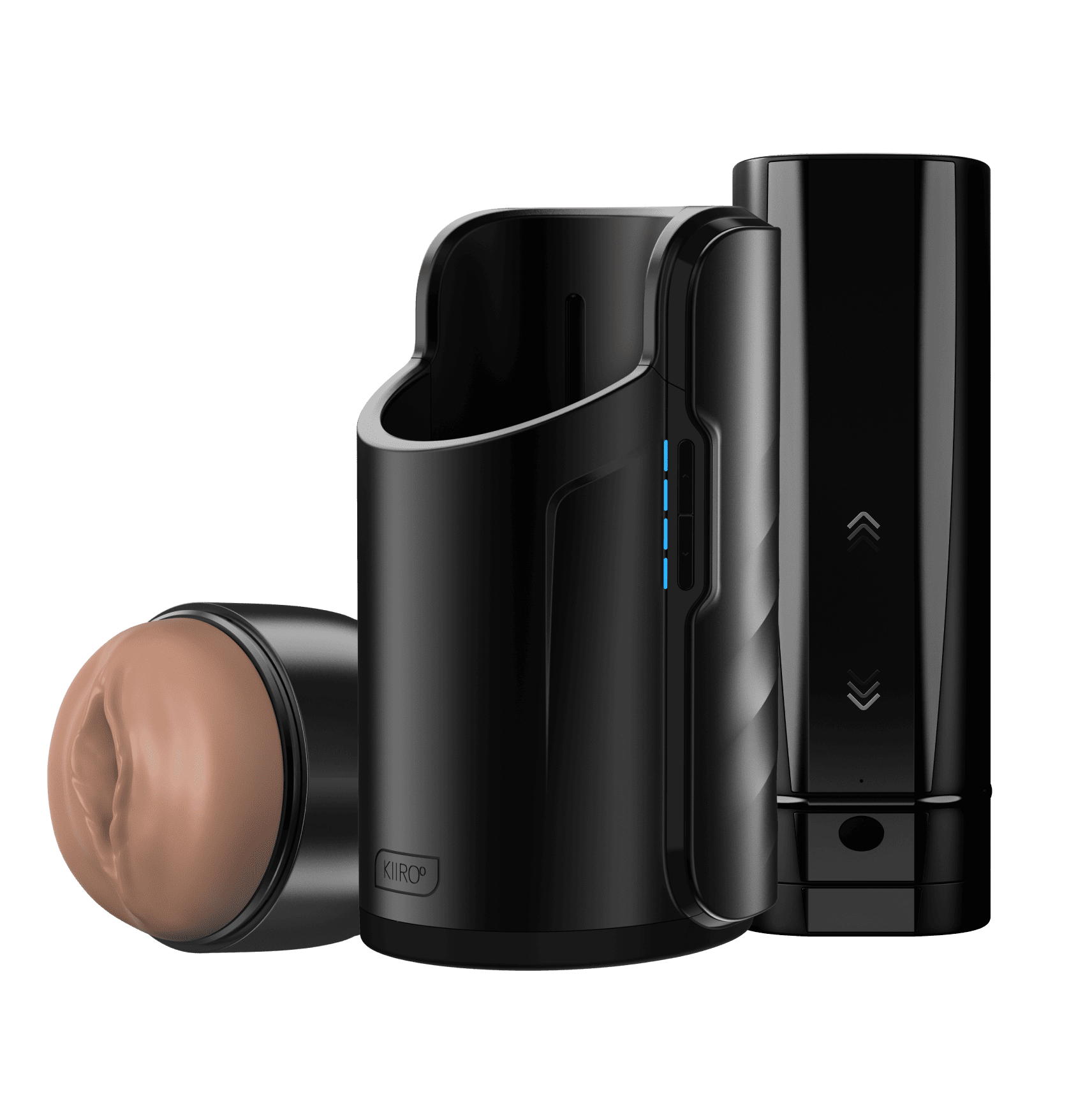 Feel Stroker mid brown, Keon automatic masturbator, and Onyx plus interactive masturbator