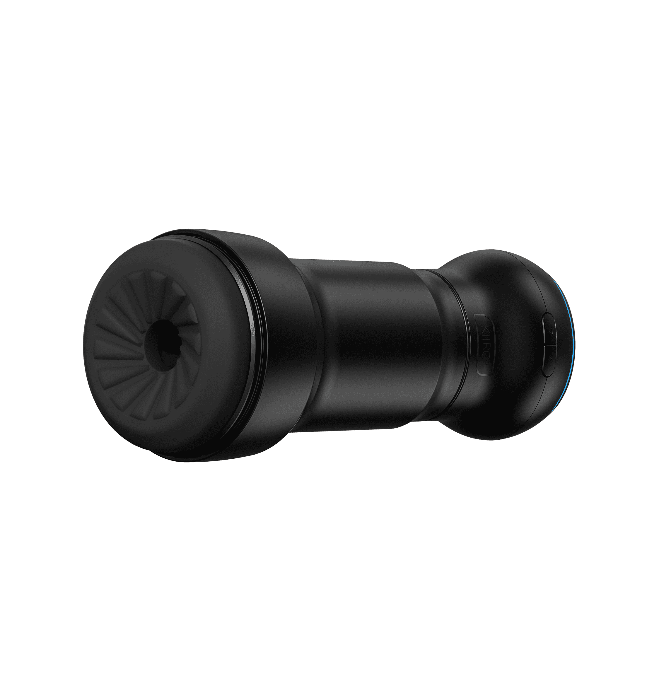 Feelpocket black stroker assembled with the Powerblow suction device front